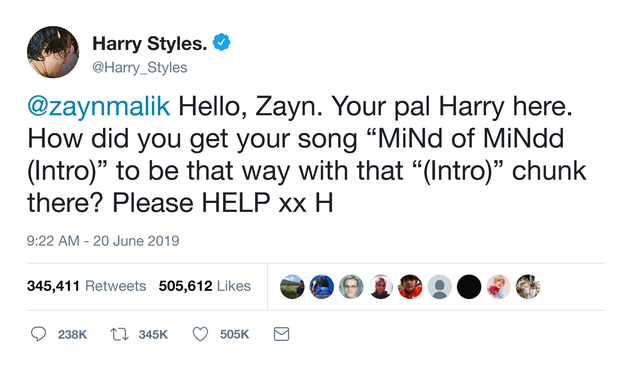 Illustration for article titled Twitter Rant: Harry Styles Is Tweeting That He Wants One Of His Songs To Have A Parentheses At The End Of It Like ‘(Original Song From DreamWorks Animation’s TROLLS)’ But Doesn’t Know How To Get It That Way